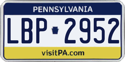 PA license plate LBP2952