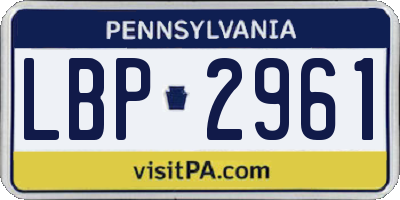 PA license plate LBP2961