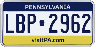 PA license plate LBP2962