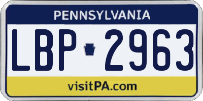 PA license plate LBP2963