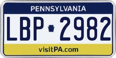 PA license plate LBP2982