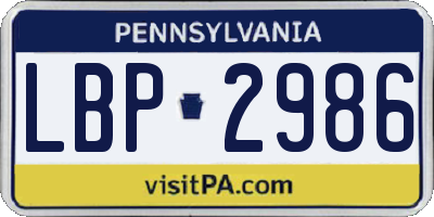 PA license plate LBP2986