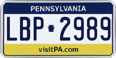 PA license plate LBP2989