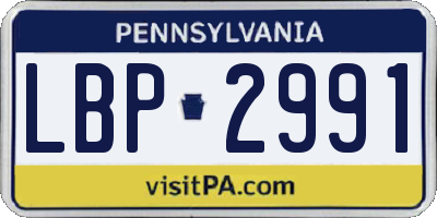 PA license plate LBP2991