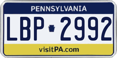 PA license plate LBP2992