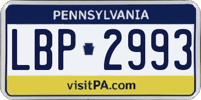 PA license plate LBP2993