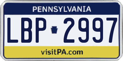 PA license plate LBP2997