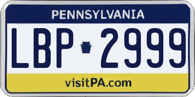 PA license plate LBP2999