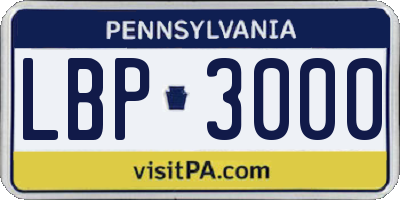 PA license plate LBP3000