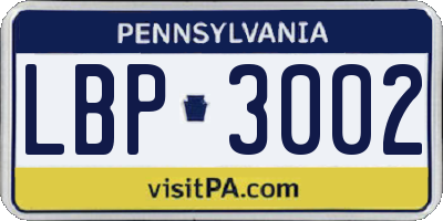PA license plate LBP3002