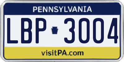 PA license plate LBP3004
