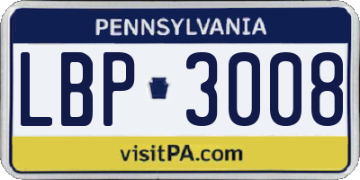 PA license plate LBP3008
