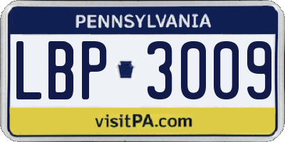 PA license plate LBP3009