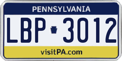 PA license plate LBP3012