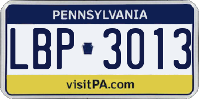 PA license plate LBP3013