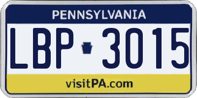 PA license plate LBP3015