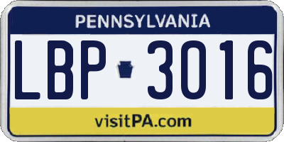 PA license plate LBP3016