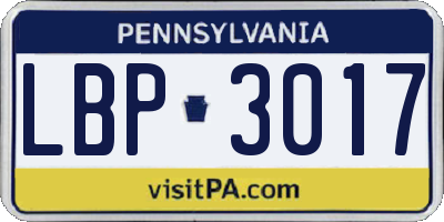 PA license plate LBP3017