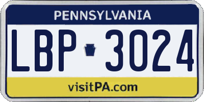 PA license plate LBP3024