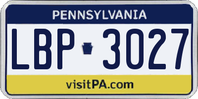 PA license plate LBP3027