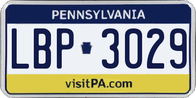 PA license plate LBP3029