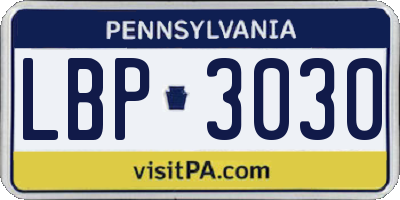 PA license plate LBP3030