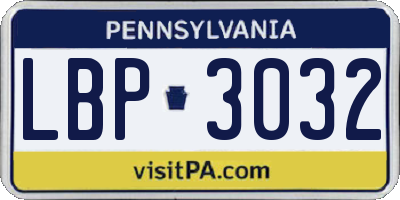 PA license plate LBP3032