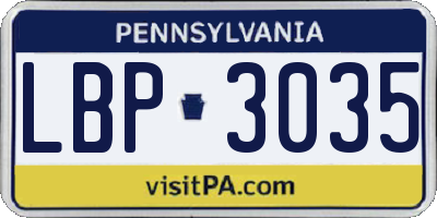 PA license plate LBP3035