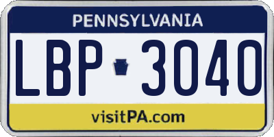 PA license plate LBP3040