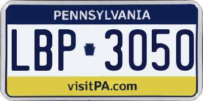 PA license plate LBP3050