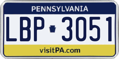 PA license plate LBP3051
