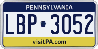 PA license plate LBP3052
