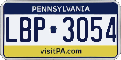 PA license plate LBP3054