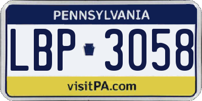PA license plate LBP3058