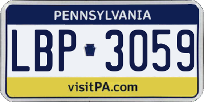 PA license plate LBP3059