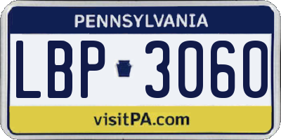 PA license plate LBP3060
