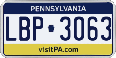 PA license plate LBP3063