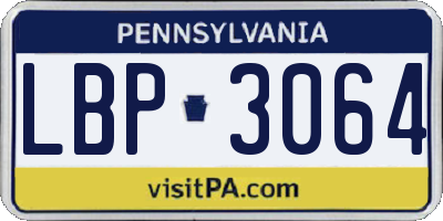 PA license plate LBP3064