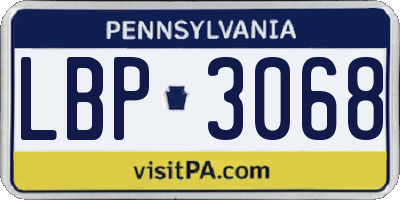 PA license plate LBP3068