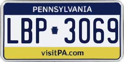 PA license plate LBP3069