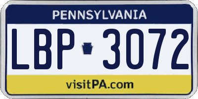 PA license plate LBP3072