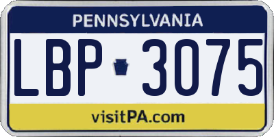 PA license plate LBP3075