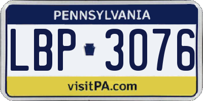 PA license plate LBP3076
