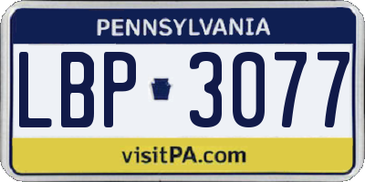 PA license plate LBP3077