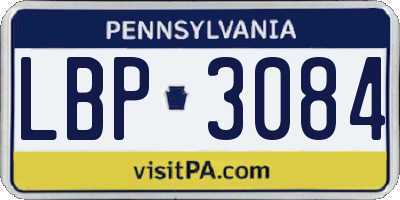 PA license plate LBP3084