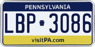 PA license plate LBP3086