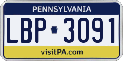 PA license plate LBP3091
