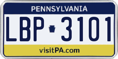 PA license plate LBP3101