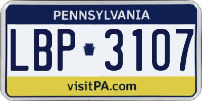 PA license plate LBP3107