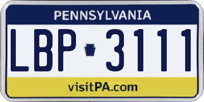 PA license plate LBP3111